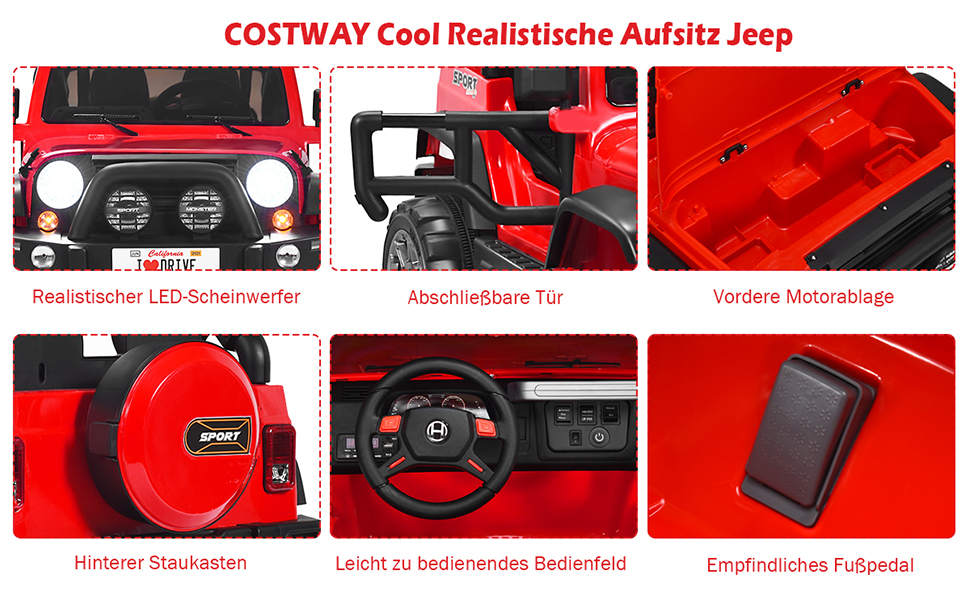 Kinder Elektroauto 2 Sitzer mit 2,4G-Fernbedienung
