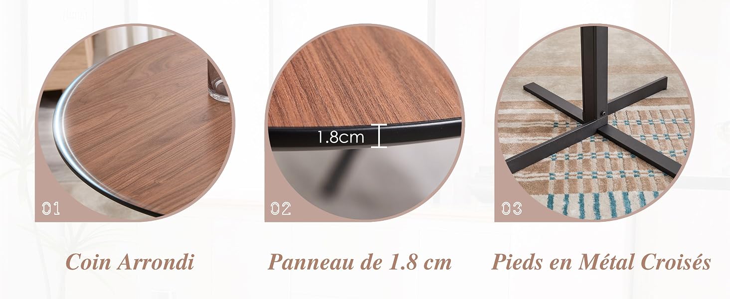 Table de Cuisine ronde Bois Massif