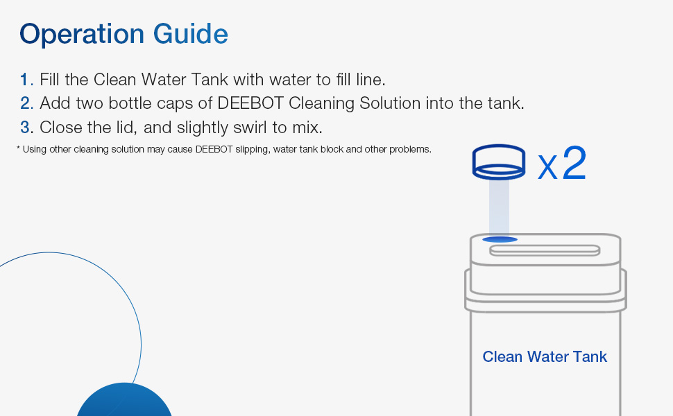 Clean Guide avec de l'eau pour remplir la conduite.