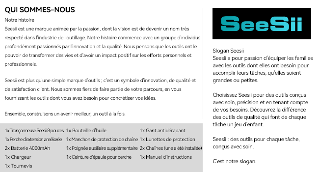 Seesii Mini tronçonneuse 2 en 1 de 8 pouces avec télescope