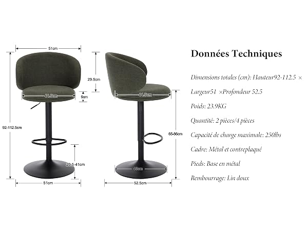 tabourets lot de 4
