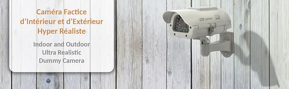Camera de Vidéosurveillance Factice Réaliste LED Clignotante Extérieur Intérieur sur un Mur + Infos
