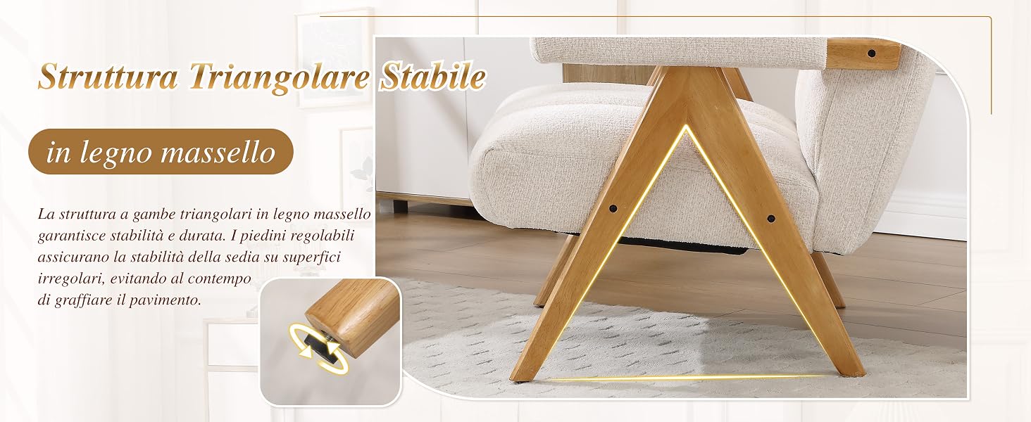 Il testo recita «in legno massello». Mobile in legno per animali domestici con struttura ad A mostrato da più angolazioni, realizzato in legno massello con finitura naturale.