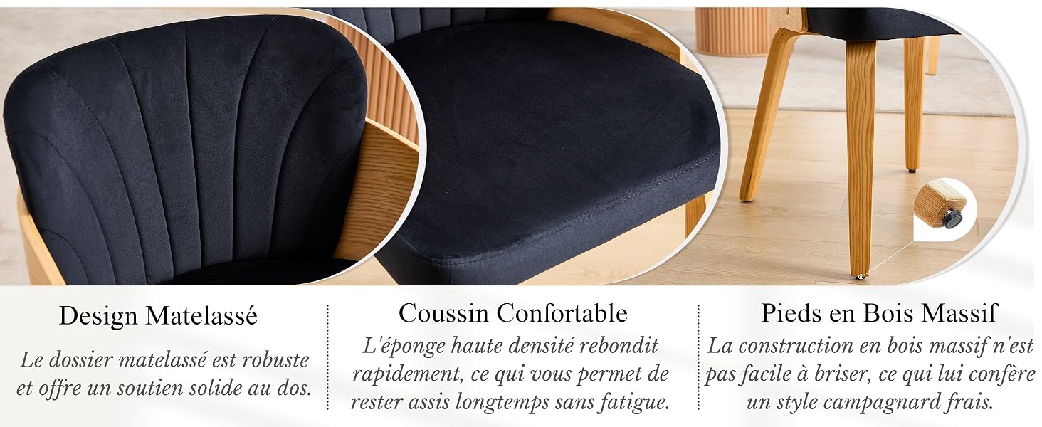 chaise velours noir
