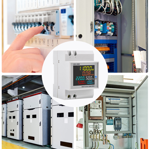 Electricity Meter DIN Rail AC 40-300V 100A 6 in 1 LCD Digital Energy Meter Ammeter Voltmeter Din