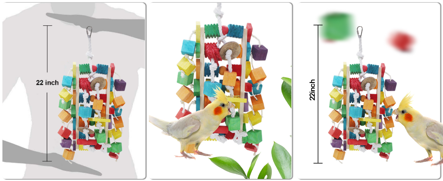 colored wood block tearing toys bird cage accessories suitable