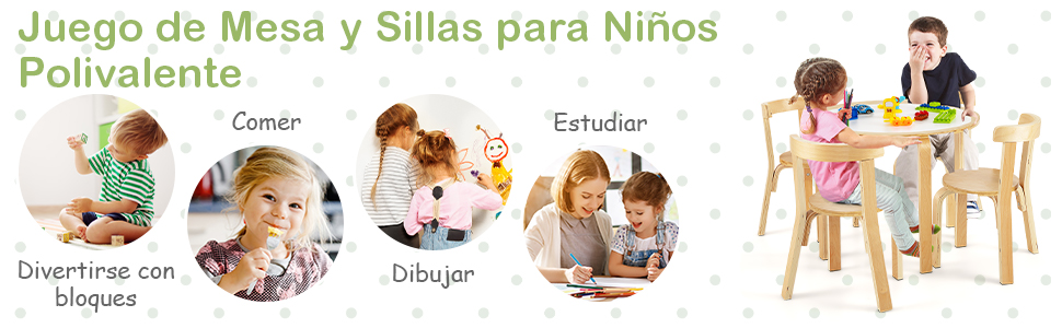  Juego de Mesa y Sillas para Niños