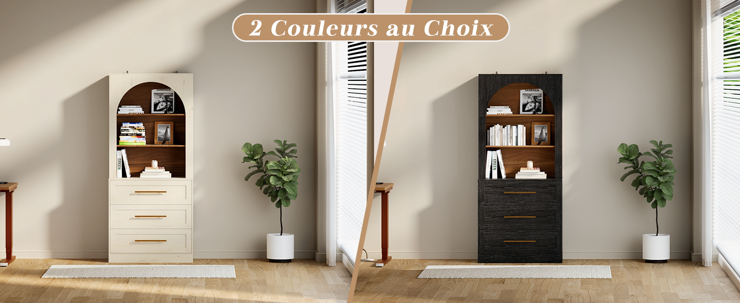 Le texte se lit comme suit : « 2 contenus en 1 clic ». Visualisation du design d'intérieur montrant un espace de salon moderne avec un mobilier minimaliste et des transformations de décoration.
