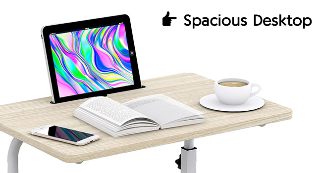 Adjustable Mobile Bed Table Portable Laptop Computer Stand Desks with Tablet Slot