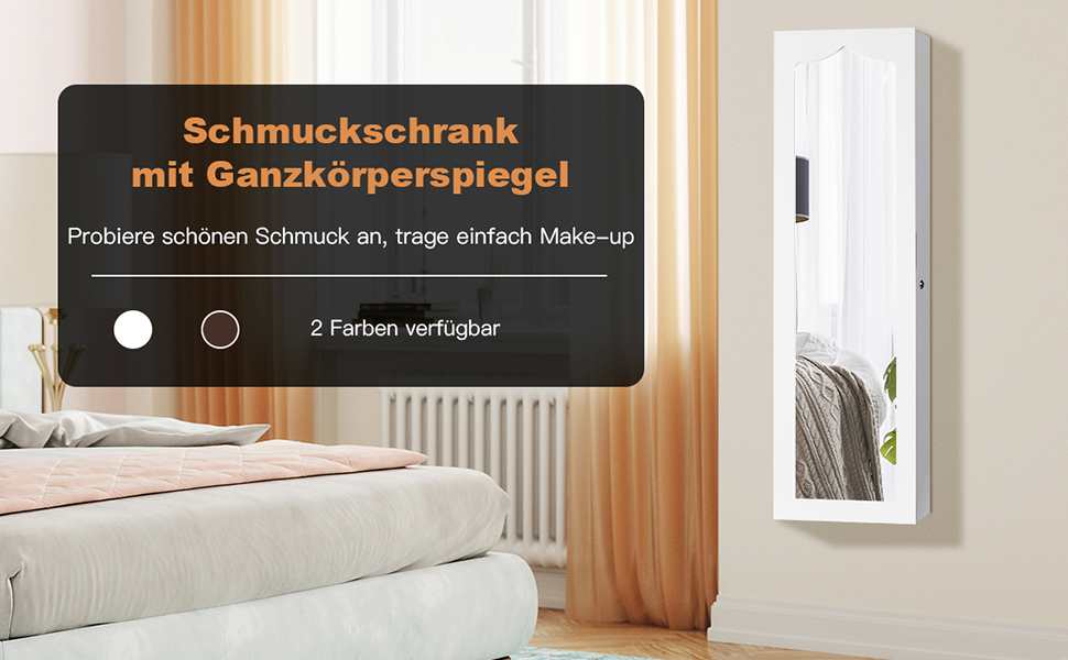 Schmuckschrank, Schmuck-Organizer, Schmuckschrank mit Spiegel und Beleuchtung