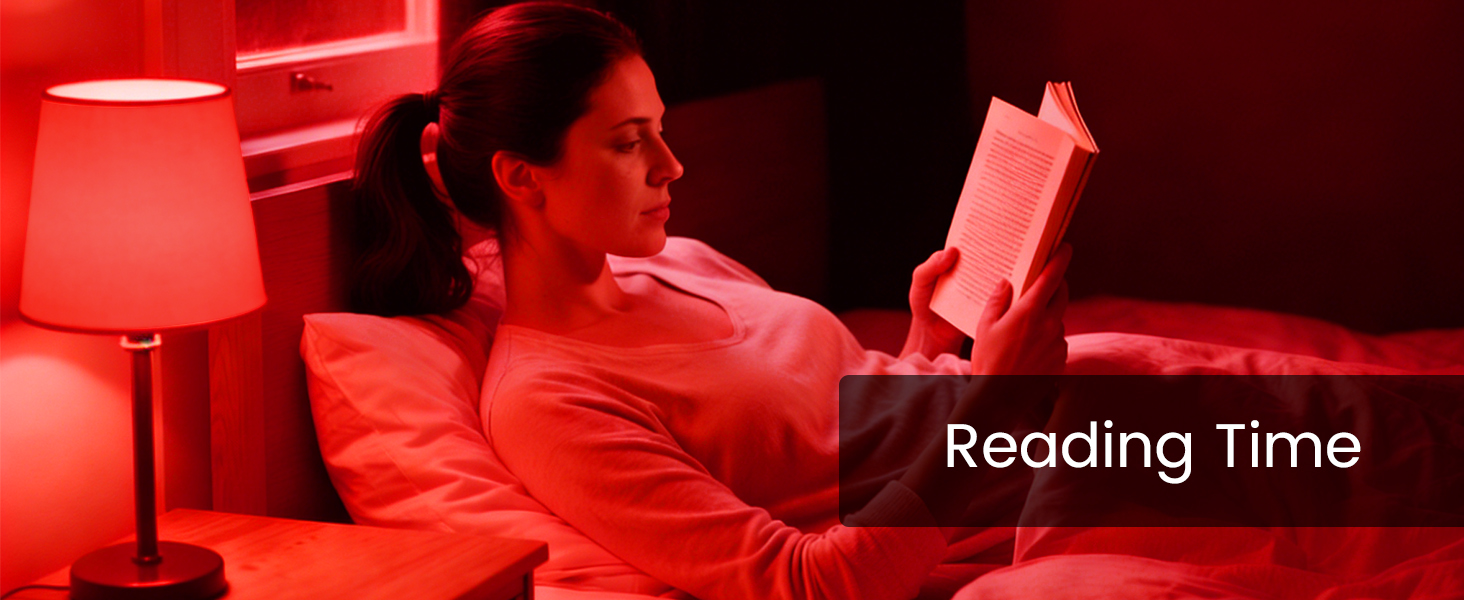 Text reads 'Reading Time'. Person in red lighting holding laptop, red-tinted atmospheric gaming scene showcasing device usage.