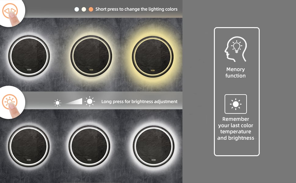 dimmable LED lighted bathroom mirror