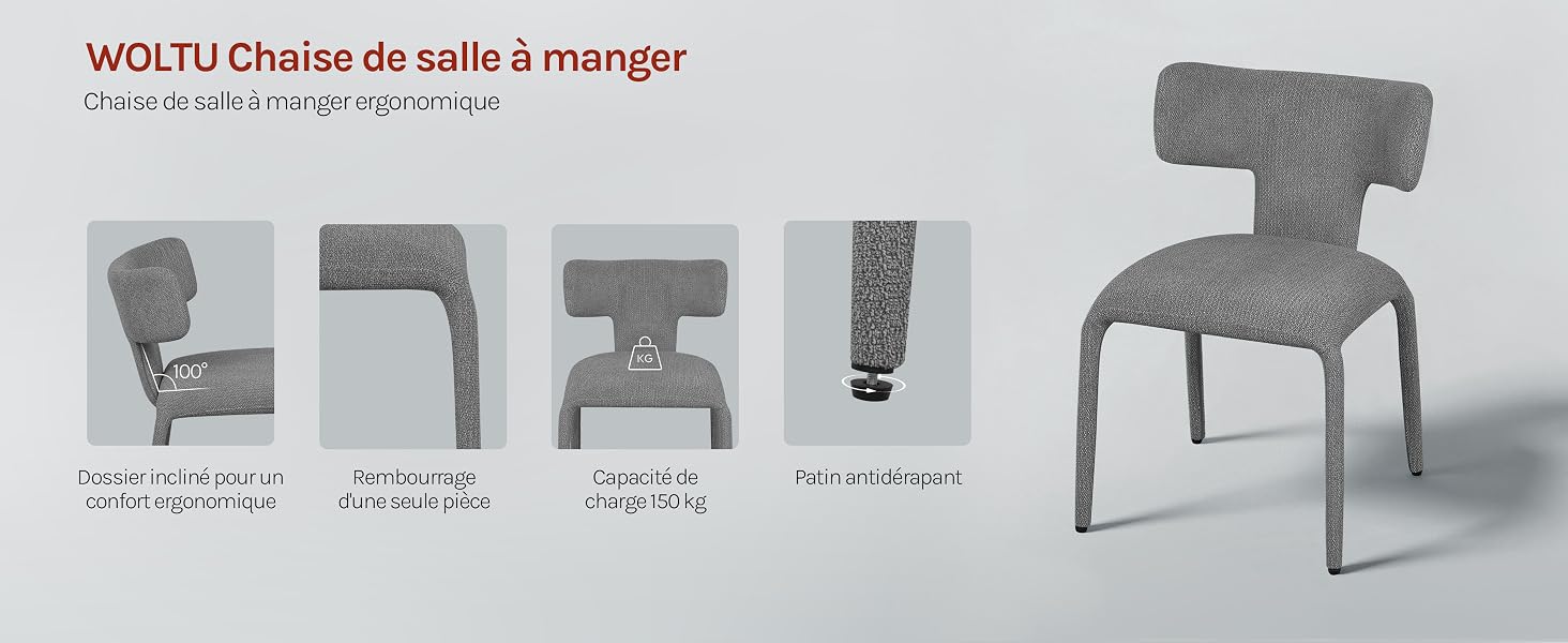 Le texte se lit comme suit : « Chaises WOGD de sécurité et de gestion ». Schéma du produit présentant les instructions de montage d'une chaise de bureau avec des illustrations en plusieurs étapes.