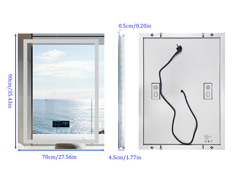 specchio Bagno con Luce Specchio Bagno LED con Bluetooth 3 Temperature Colore Dimmerabile