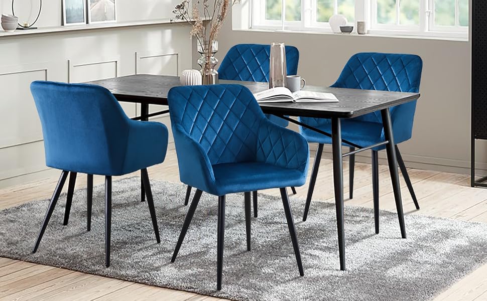 CLIPOP Ensemble de chaises 2 chaises de cuisine rembourrées en velours