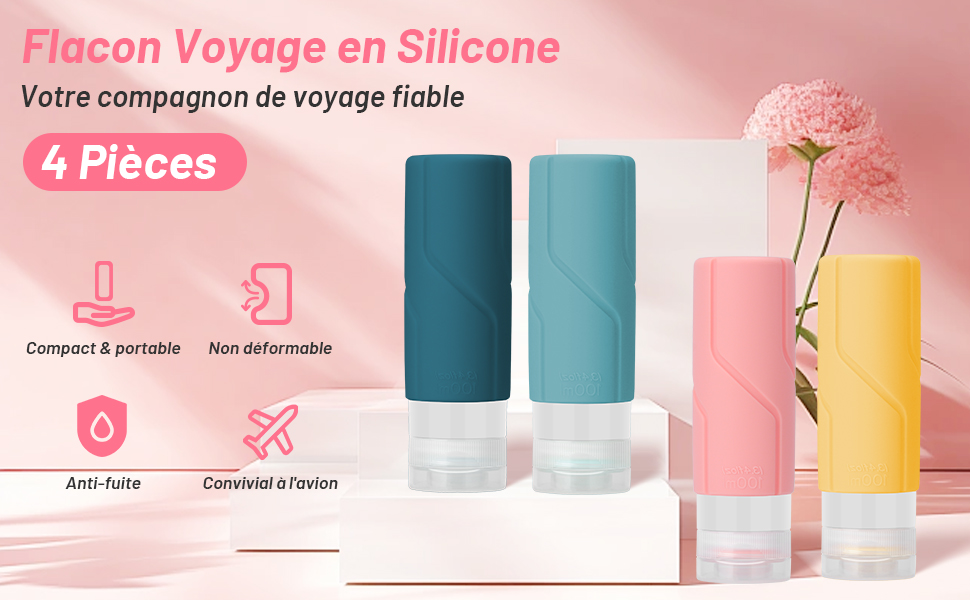 4 Pièces Flacon Voyage en Silicone.