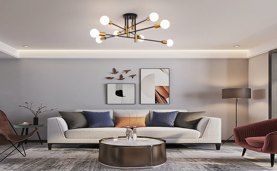 black semi flush mount ceiling light