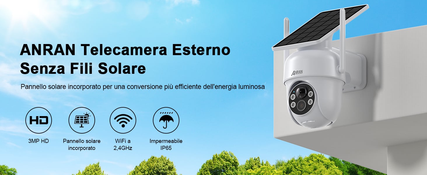 telecamera esterno senza fili telecamera con pannello solare incorporato