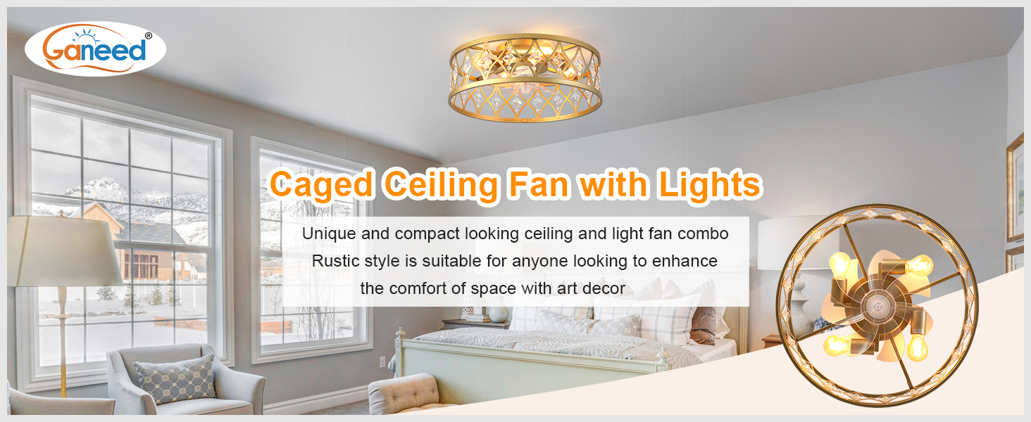 ceiling fan with lights and remote crystal gold