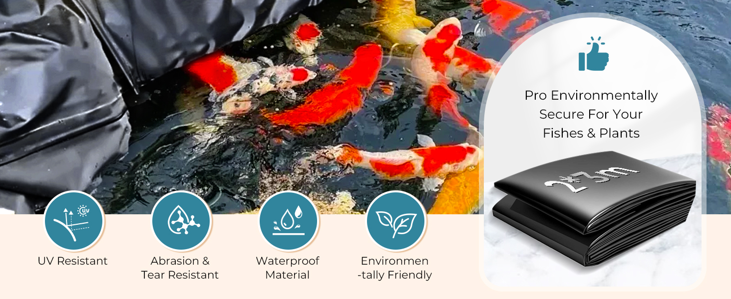 avec poissons koï. Características del producto: resistente a los rayos UV, resistente a la abrasión, impermeable, ecológico. Anuncio como respeto de l'entorno para los venenos y las plantas