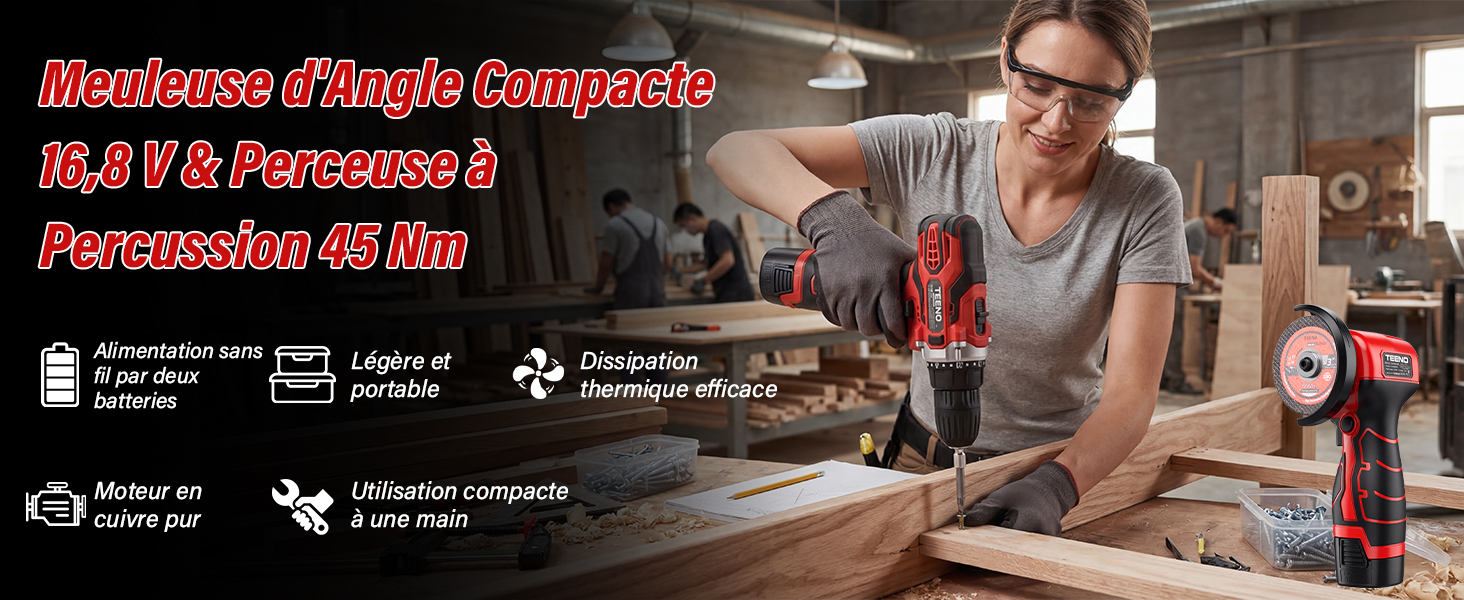 Série de scènes d'atelier montrant des activités de menuiserie et d'artisanat. Comprend des démonstrations d'utilisation d'un établi et d'outils.