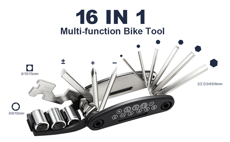 Multifunktionswerkzeug Zubehör DAWAY A35 Fahrrad Reparaturset 16