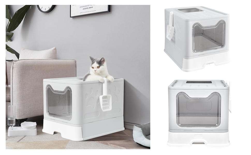 BINGOPAW Arenero Gatos Cubierto con Cajon, Arenero para Gatos Grande XXL Cerrado Caja de Arena