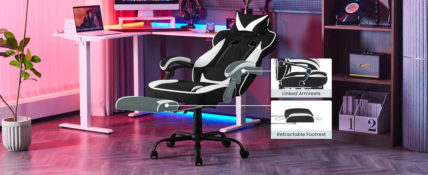 WOLTU Chaise Gaming. Fauteuil Ergonomique Réglable en Hauteur