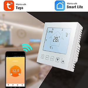 KETOTEK Thermostat WiFi Connecté Chauffage au sol Electrique 16A Filaire Sonde Alexa Google Home