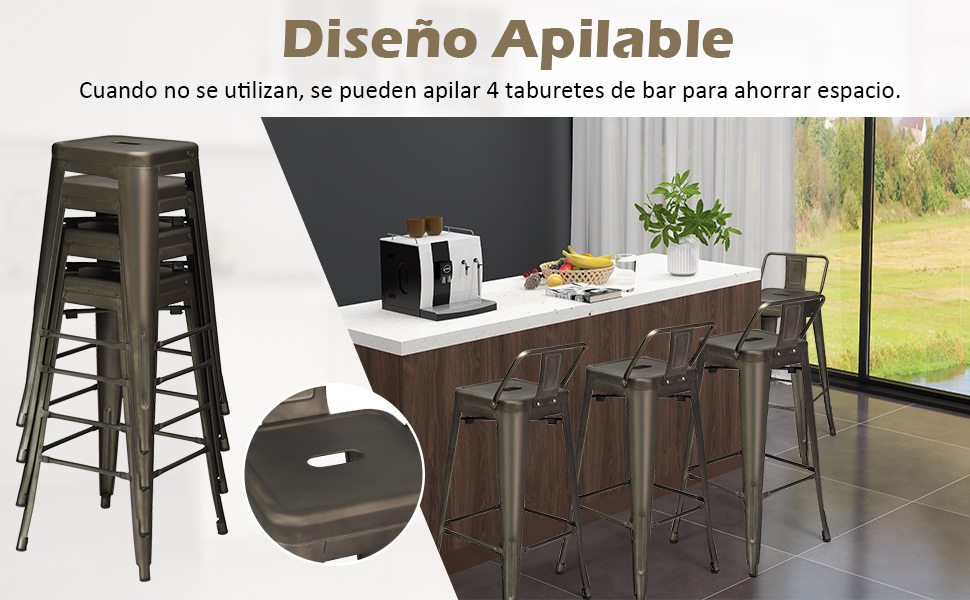 Taburete de Bar Apilable