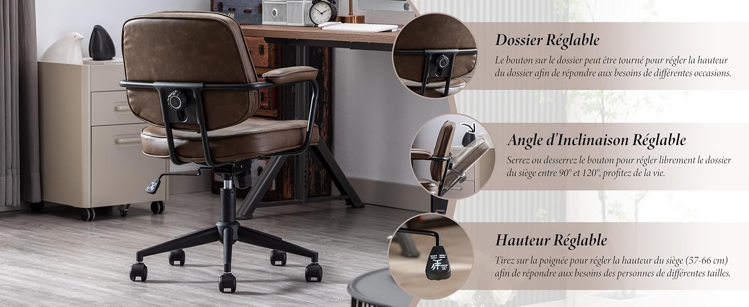 Chaise de Bureau  en Cuir