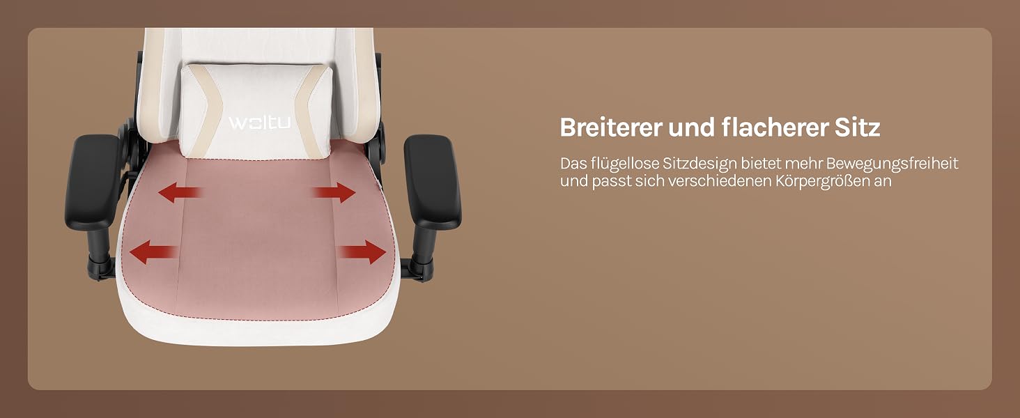 Der Text lautet „Weitere und Fachier Skiz'. Das Produktbild von oben nach unten zeigt eine rosa/rosafarbene Matratze mit Eckgriffen und Befestigungspunkten vor hellbraunem Hintergrund.
