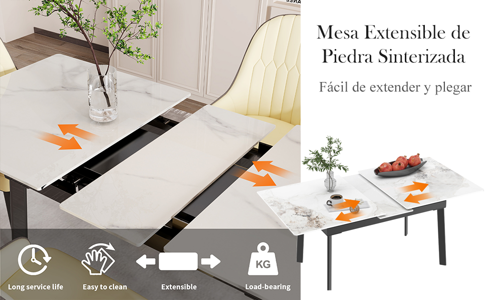 Mesa de comedor extensible negra Mesa de comedor extensible Mesa de cocina rectangular