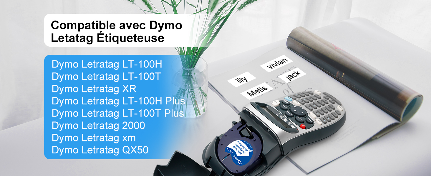Recarga de cinta Dymo Letratag de 12 mm x 4 m
