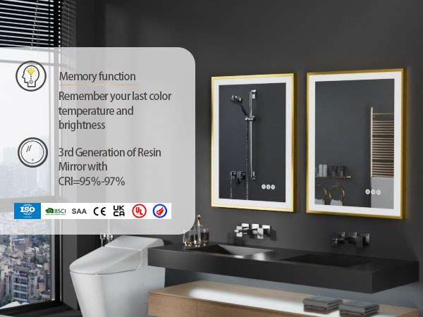 LUVODI SPECCHIO BAGNO CON FRONTALE LUCE LED LUSSO DECORATIVO CASA