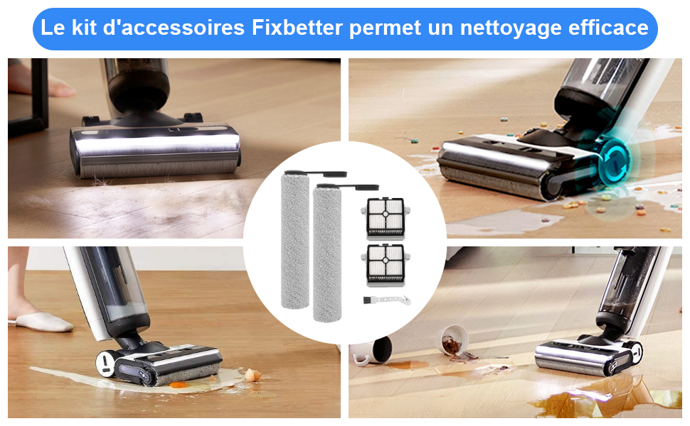 Fixbetter Rouleau de Brosse de Rechange et Filtre HEPA pour Tineco Floor One S7 Pro/Floor One S6