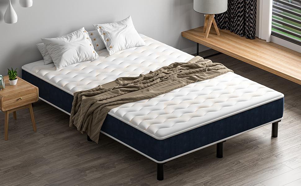 Ensemble Composè,Matelas à Ressorts ensachés+robuste cadre de lit