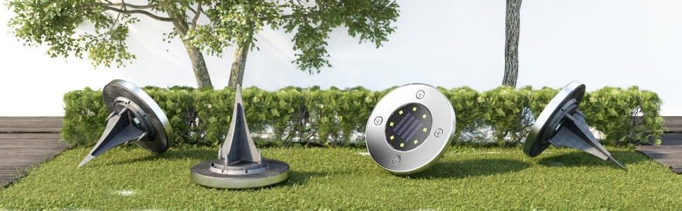 Jooayou Luci solari da esterno per giardino, luci solari da terra impermeabili per esterni, 8 LED, illuminazione per vialetti