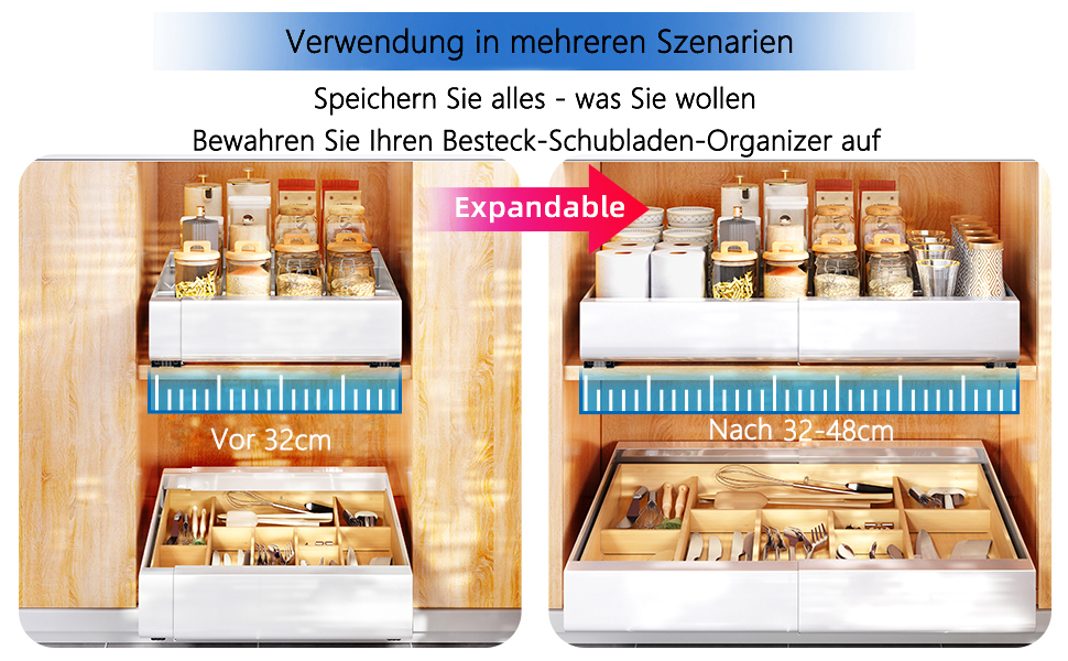 Teleskopschublade, Verstellbare Breite Ausziehbarer Schrank-Organizer