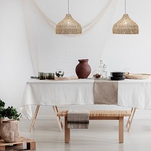 Bohemian light fixture ceiling hanging over boho chic dining table