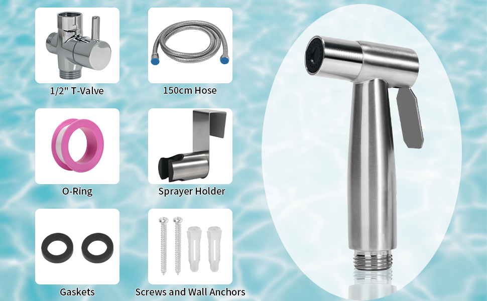 Le kit de Douchette à Main pour Bidet est Complet avec des Accessoires pour une Installation Rapide