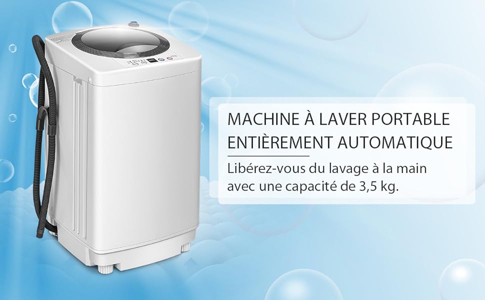 RELAX4LIFE Mini Machine à Laver Semi-automatique avec Essorage et Minuteur,  Mini Lave-linge Compact avec Capacité de Lavage 2,5 KG, 36X34X51CM, Bleu :  : Gros électroménager