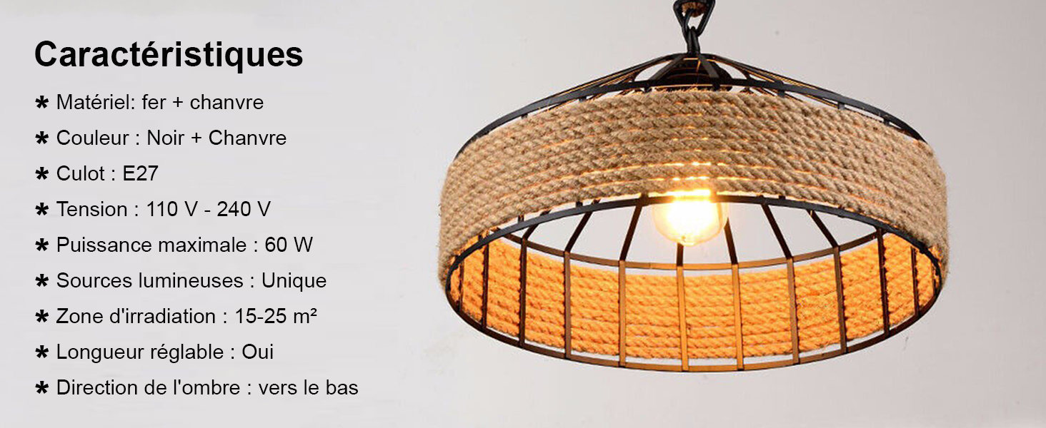 lampe en corde de chanvre