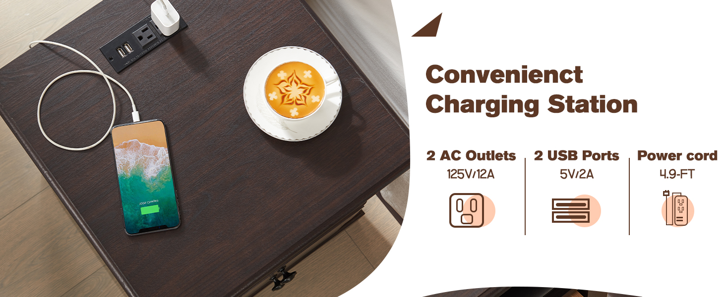night stand with charger station