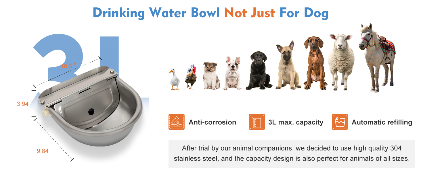 Automatic Animal Drinking Water Bowl with Float Valve
