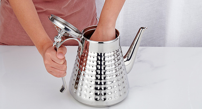 Théière en acier inoxydable 1650ml con infusor amovible,Théière vintage,argent