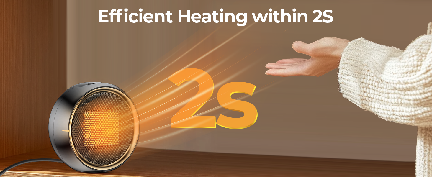 Text reads 'Image 6' and 'Efficient Heating within 2S'. Product demonstration showing glowing heating element or light effect with orange '2S' text overlay.