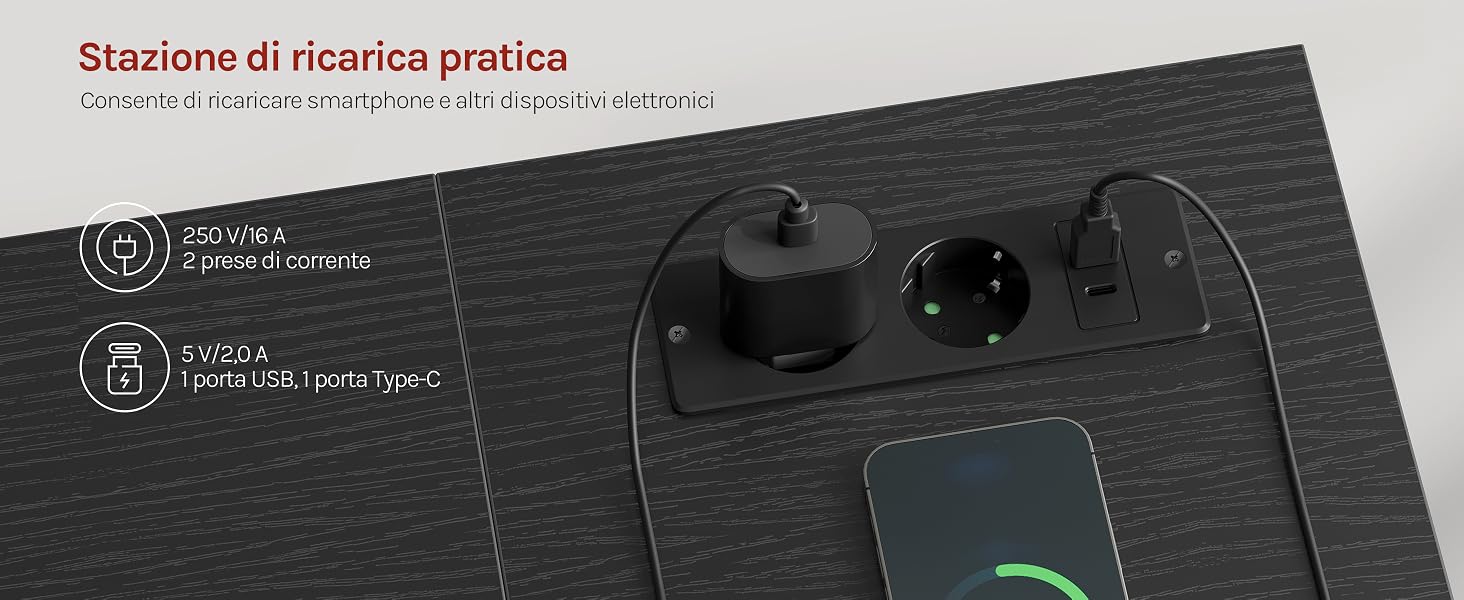 Il testo recita: 'Calibrazione dopo l'installazione' e 'Stazione di ricarica pratica'. Dispositivo elettronico nero con prese di corrente e simboli indicatori visibili.