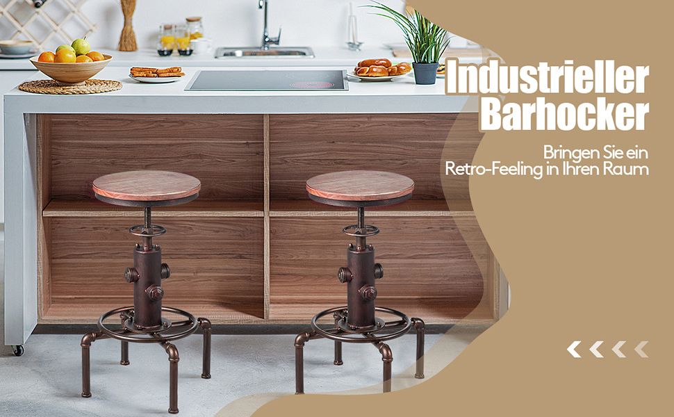 Barhocker, rustikaler Barhocker, Vintage-Barhocker, Industrie-Vintage-Barhocker