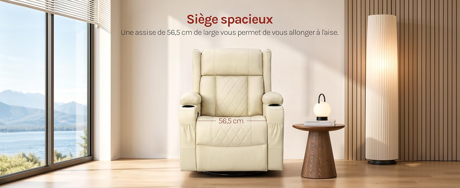 Le texte indique « Brico spécialiste ». Chambre intérieure moderne avec de grandes fenêtres, un fauteuil beige, une table d'appoint, un lampadaire et des rideaux.